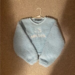 Blue Fuzzy Pullover Hello Kitty Sweater